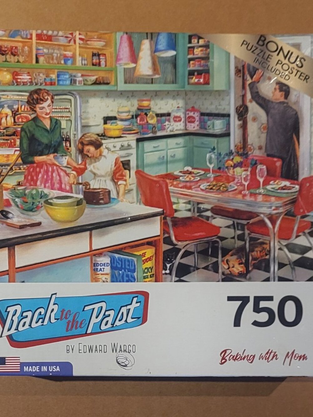 Jigsaw Puzzle 750 Pieces Back to The Past "Baking with Mom" Size 26.625 x 19.25